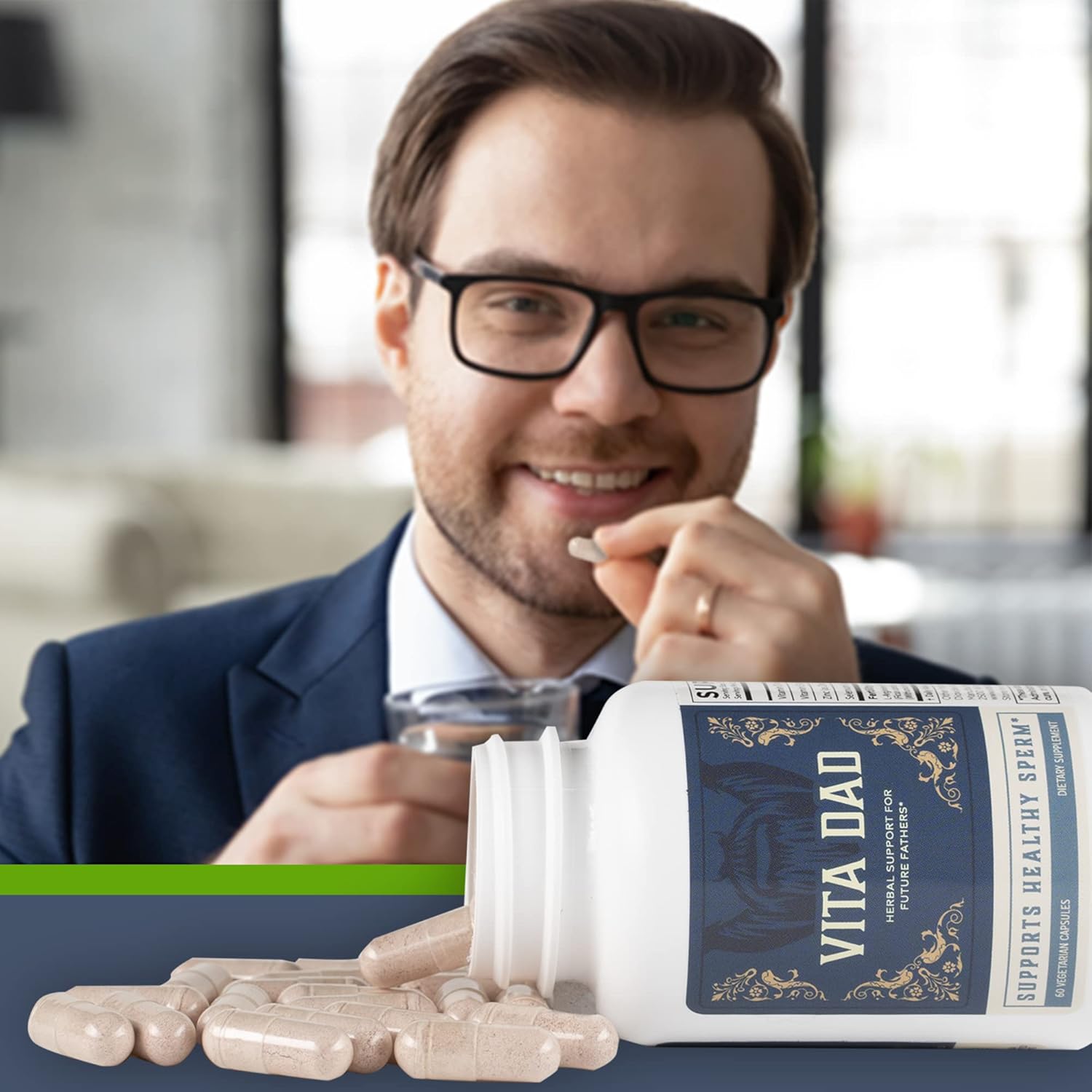 Vita Dad Male Fertility Supplement - Supports Fertility with Ashwagandha, L-Arginine, Coenzyme Q10, Beet Root, Fig Leaf Extract, Vitamins, Minerals - 60 Vegetarian Capsules
