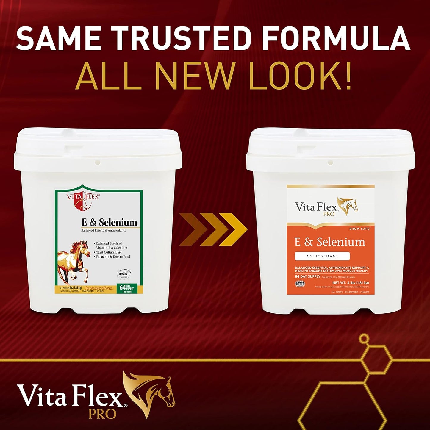 Vita Flex Pro E and Selenium Supplement for Horses, 4lb - Antioxidant-Rich Formula, 64-Day Supply