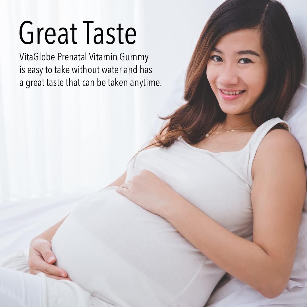 VITA GLOBE Prenatal Vitamin Gummy - 60 Count Women's Multivitamin for Growth, Brain Development, Vitamin A, D, E, B6, Folate, Biotin