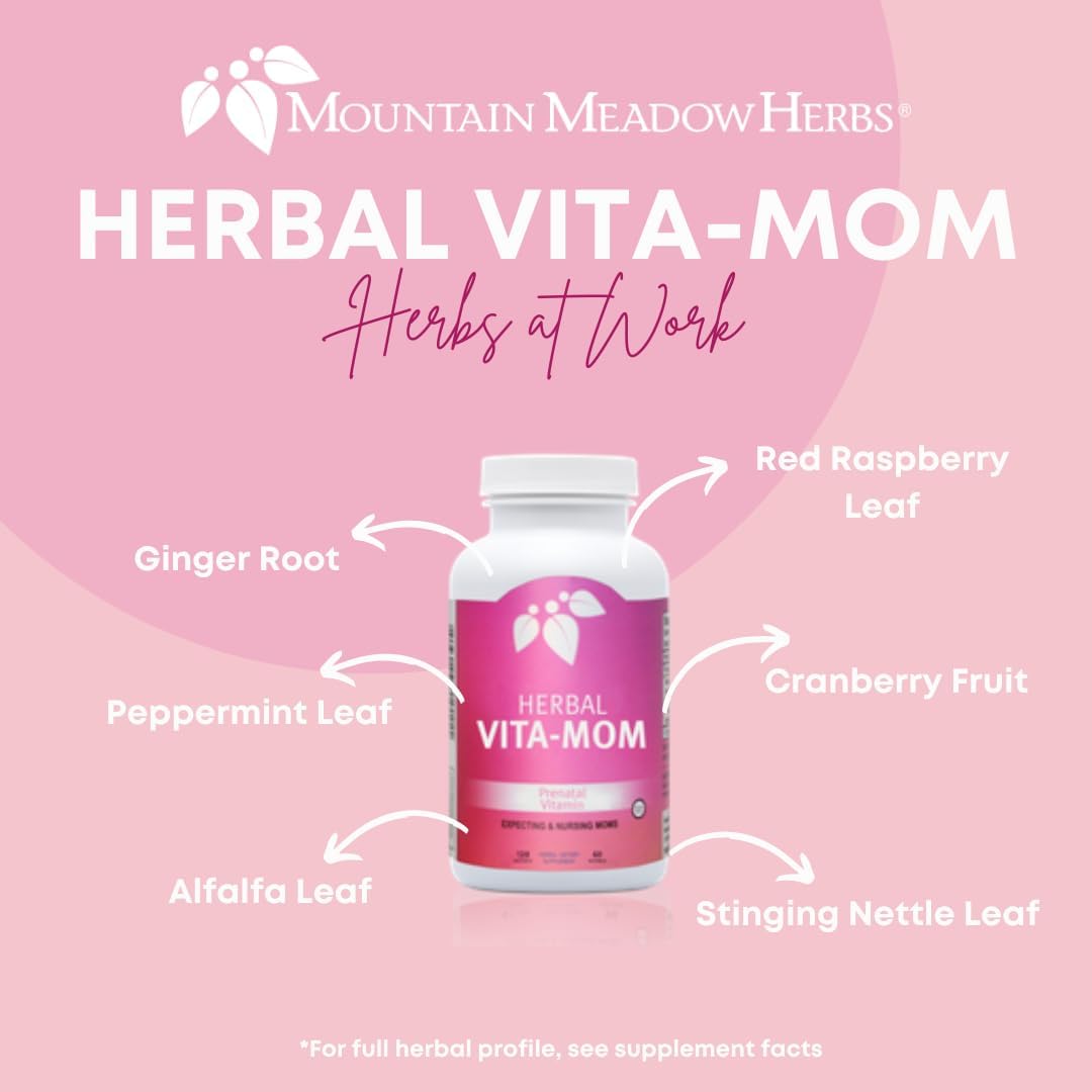 Vita-MOM Herbal Prenatal Vitamins - Folic Acid, Iron & Herb Blend in Soft Gel Caps - 2-Month Supply (120 ct.)