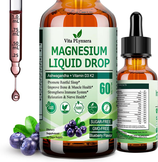Vita PLynxera Cortisol Detox Magnesium Supplement with Ashwagandha, L-Theanine, Lemon Balm, Valerian Root Extract and Vitamin D3 - Mix with Drinks for Calm and Adaptogenic Benefits