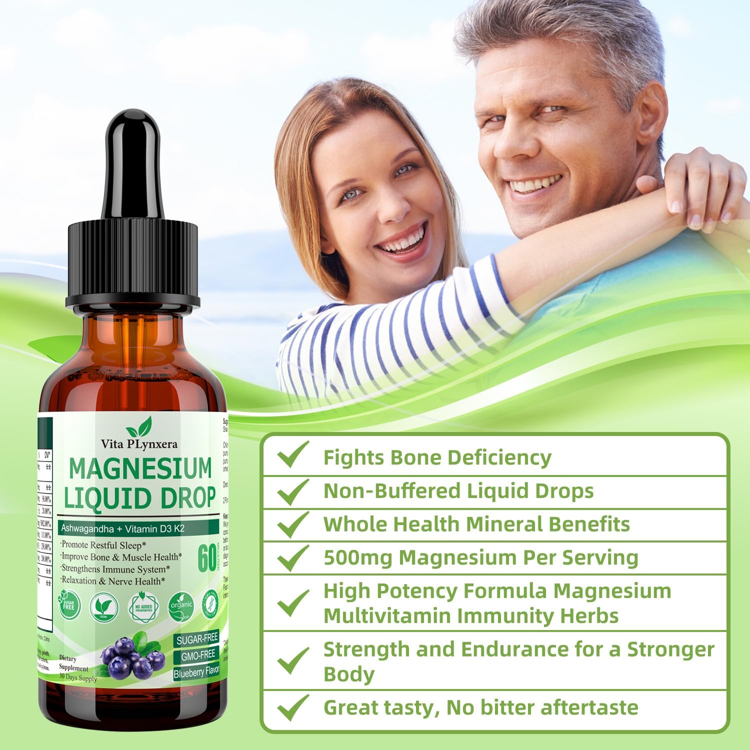 Vita PLynxera Cortisol Detox Magnesium Supplement with Ashwagandha, L-Theanine, Lemon Balm, Valerian Root Extract and Vitamin D3 - Mix with Drinks for Calm and Adaptogenic Benefits