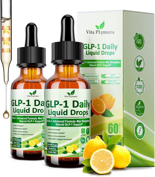 Vita PLynxera GLP-1 Supplement Liquid Drops - 2 Pack, Berberine & Cinnamon Formula for Metabolic & Digestive Health - Immune & Energy Support