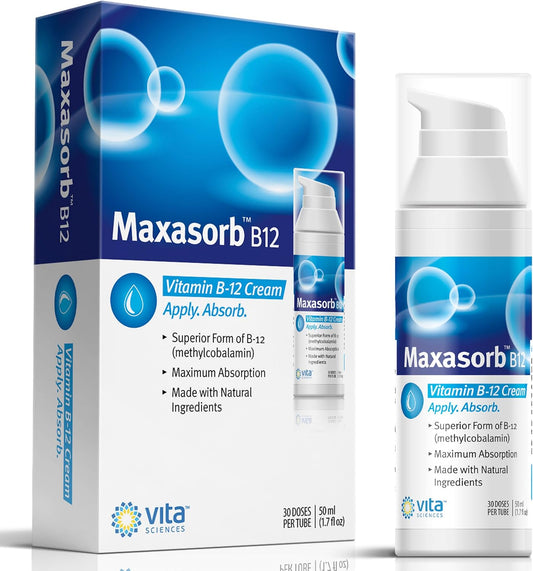 Vita Sciences Methylcobalamin B12 Cream 1000 mcg - Topical B12 Skin Cream for Energy, Health, and Vibrant Skin - Eczema and Psoriasis Relief