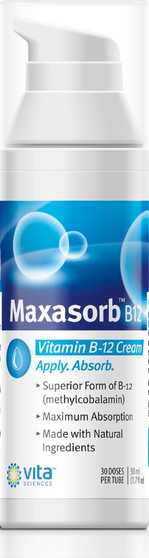 Vita Sciences Methylcobalamin B12 Cream 1000 mcg - Topical B12 Skin Cream for Energy, Health, and Vibrant Skin - Eczema and Psoriasis Relief