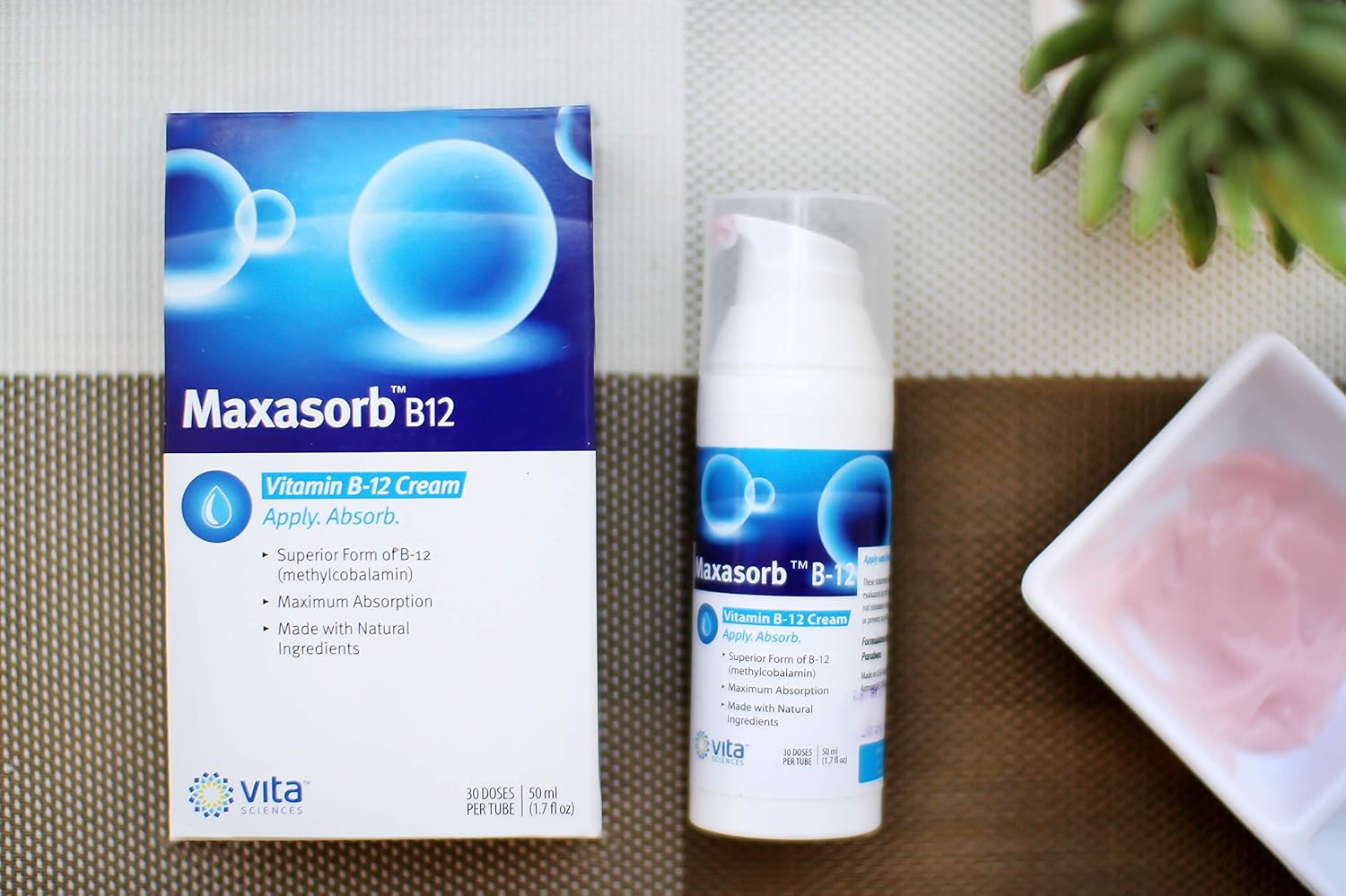 Vita Sciences Methylcobalamin B12 Cream 1000 mcg - Topical B12 Skin Cream for Energy, Health, and Vibrant Skin - Eczema and Psoriasis Relief