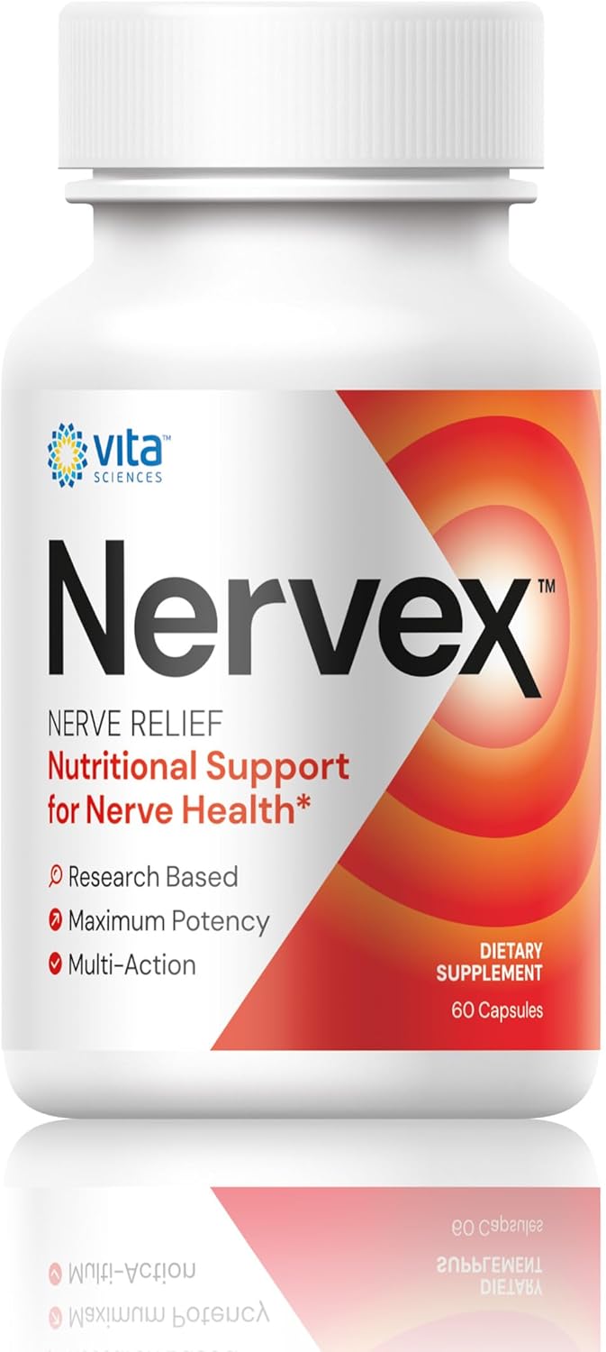 Vita Sciences Nervex Pills - Neuropathy Relief Supplement with Strong R-ALA, Acetyl L-Carnitine, Essential Vitamins - Nerve Health Support - 60 Capsules