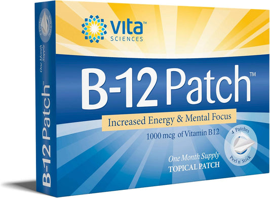 Vita Sciences Vitamin B12 Patch - Extra Strength Formula for Energy, Focus, Memory & Metabolism - 1 Month Supply for Men and Women