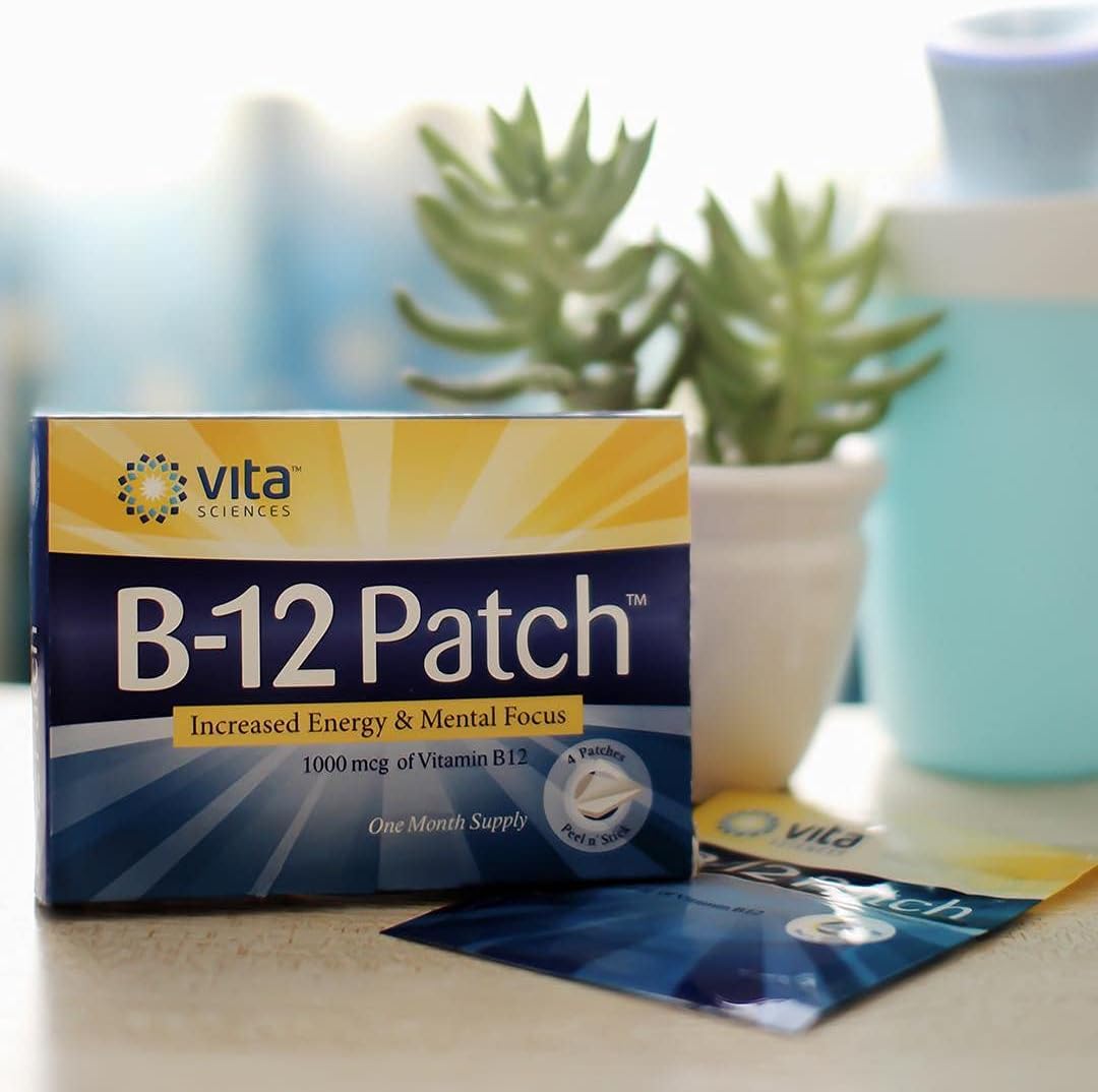 Vita Sciences Vitamin B12 Patch - Extra Strength Formula for Energy, Focus, Memory & Metabolism - 1 Month Supply for Men and Women