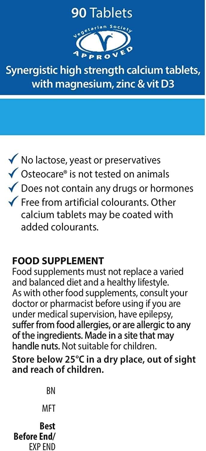 Vitabiotics Osteocare Calcium 800mg with Vitamin D3, Magnesium, and Zinc - Bone Health and Immunity Multivitamin Supplement - 90 Tablets for Men and Women