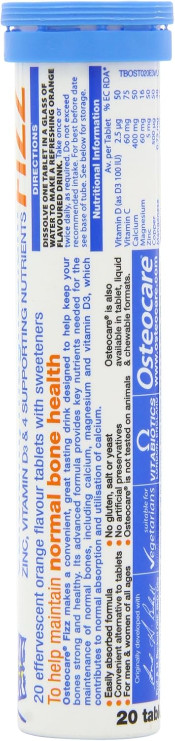 Vitabiotics Osteocare Fizz: Effervescent Bone Health & Immunity Supplement - Calcium, Magnesium, Zinc - 20 Tablets