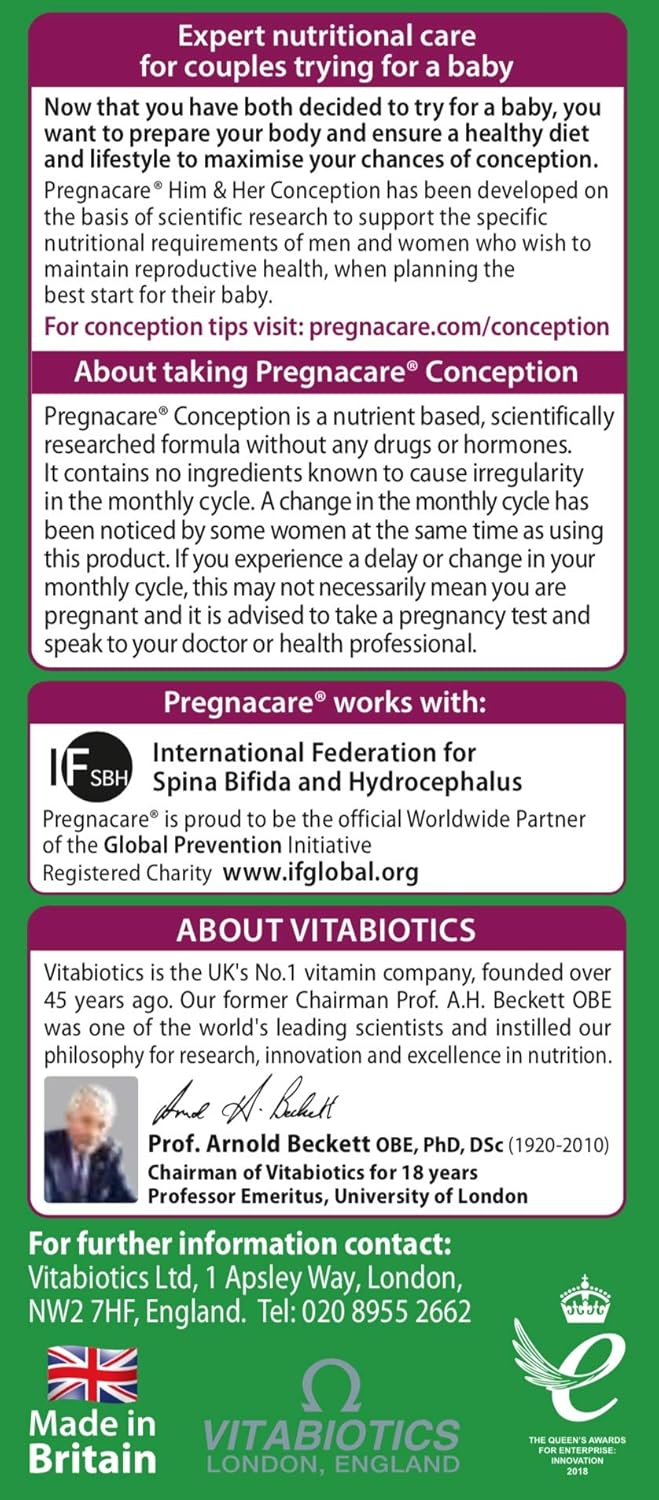 Vitabiotics Pregnacare His and Her Conception Tablets - 2x30 Pack