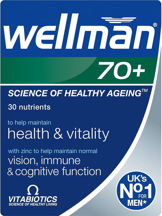 Vitabiotics Wellman 70+ Tablets, 30 Count - Includes Vitamins and Minerals for Men Over 70