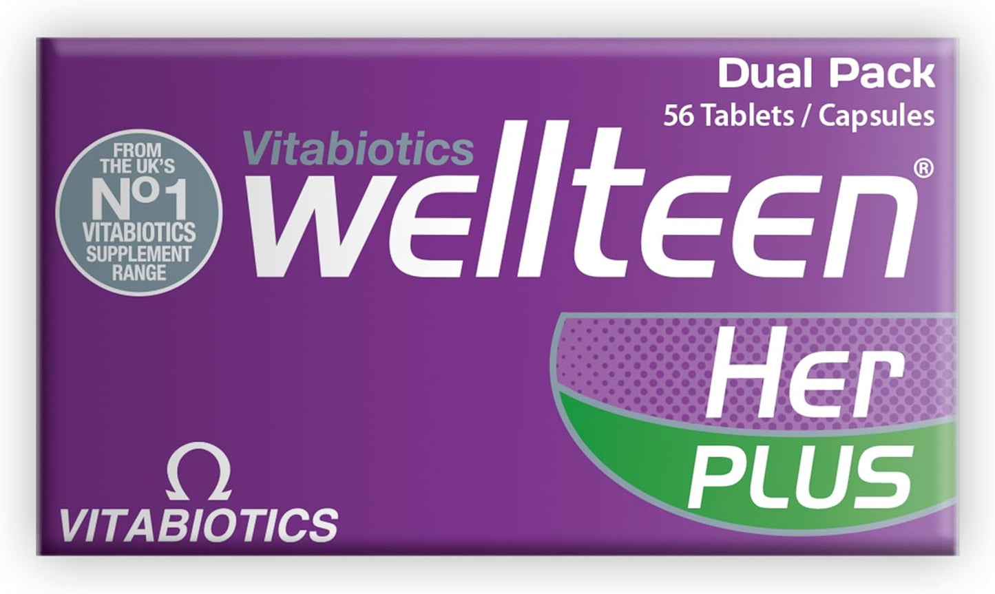 Vitabiotics Wellteen Her Plus Omega-3 - Nutritional Support for Teenagers and Young Women - 56 Tablets and Capsules