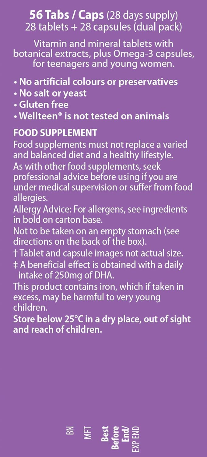 Vitabiotics Wellteen Her Plus Omega-3 - Nutritional Support for Teenagers and Young Women - 56 Tablets and Capsules