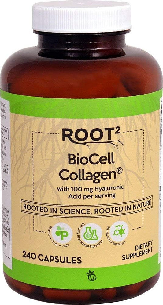 Vitacost ROOT2 BioCell Collagen with Hyaluronic Acid 100mg - 240 Capsules
