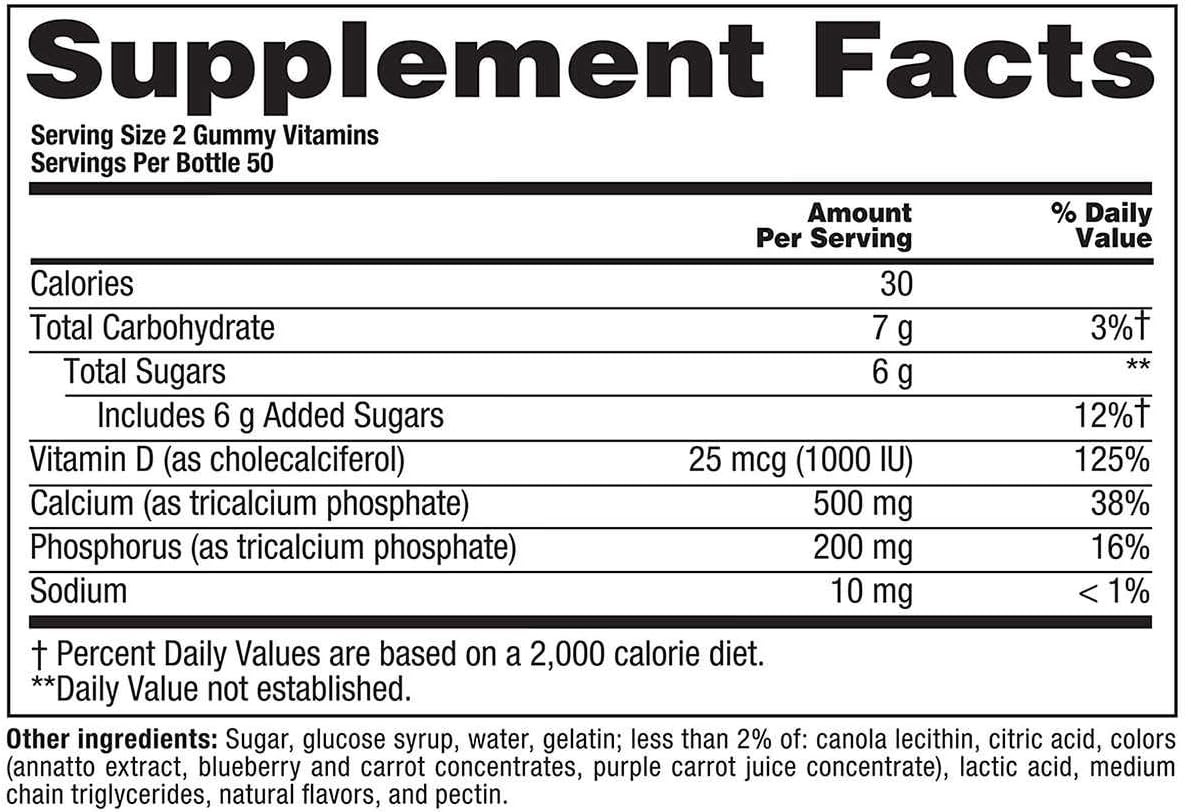 VitaFusion Calcium and Vitamin D3 Gummies - 200 Gummies, 2 Bottles, 100 Count Each
