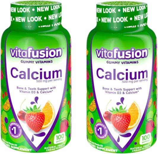 Vitafusion Calcium Gummy Vitamins for Adults, 500mg, 100 Count - Pack of 2