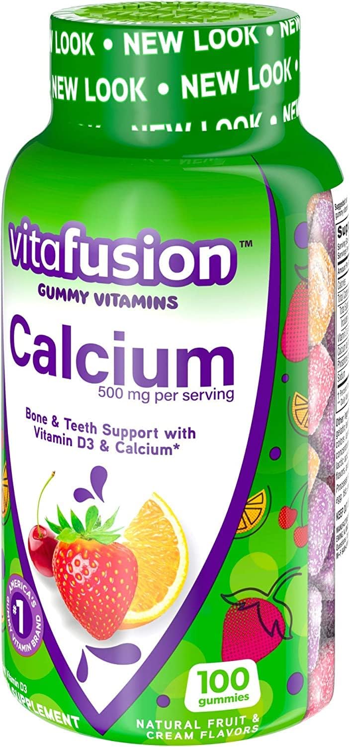 Vitafusion Calcium Gummy Vitamins for Adults, 500mg, 100 Count - Pack of 2