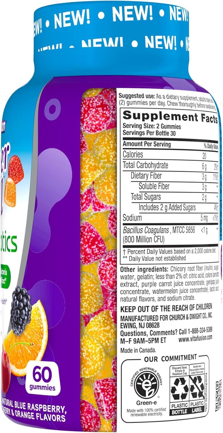 Vitafusion Fiber Well + Probiotics Gummies - Adult Formula, 60 Gummies