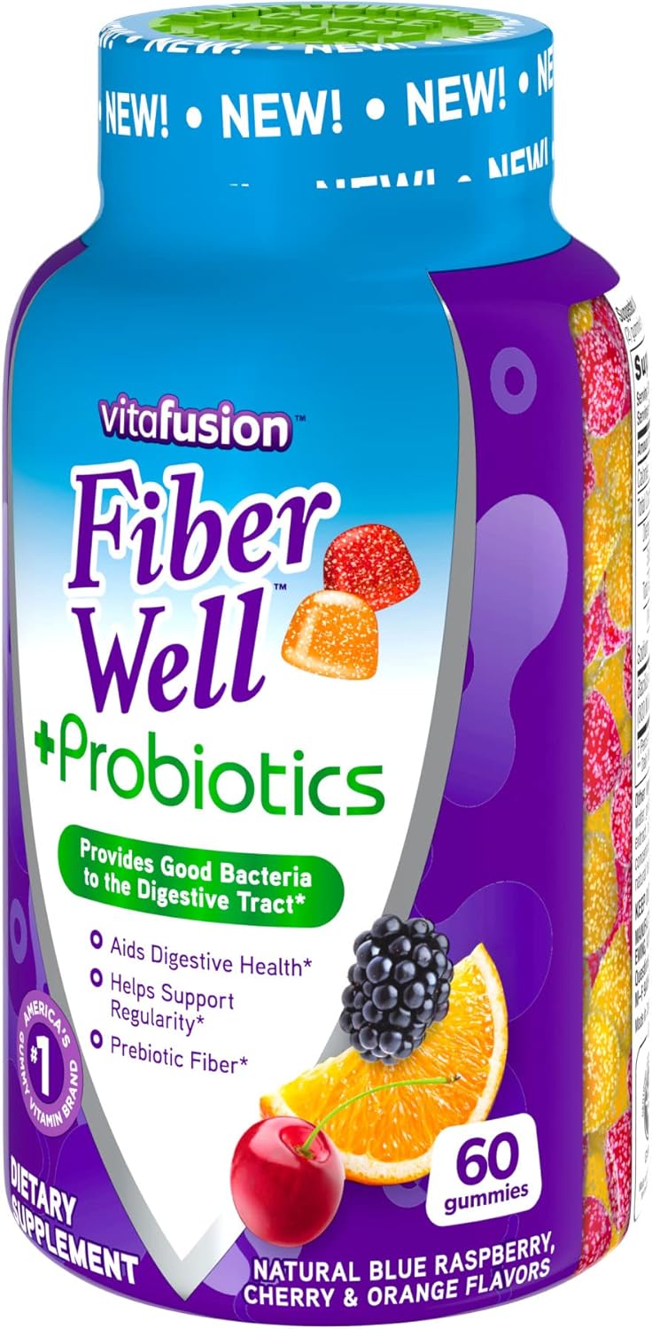 Vitafusion Fiber Well + Probiotics Gummies - Adult Formula, 60 Gummies
