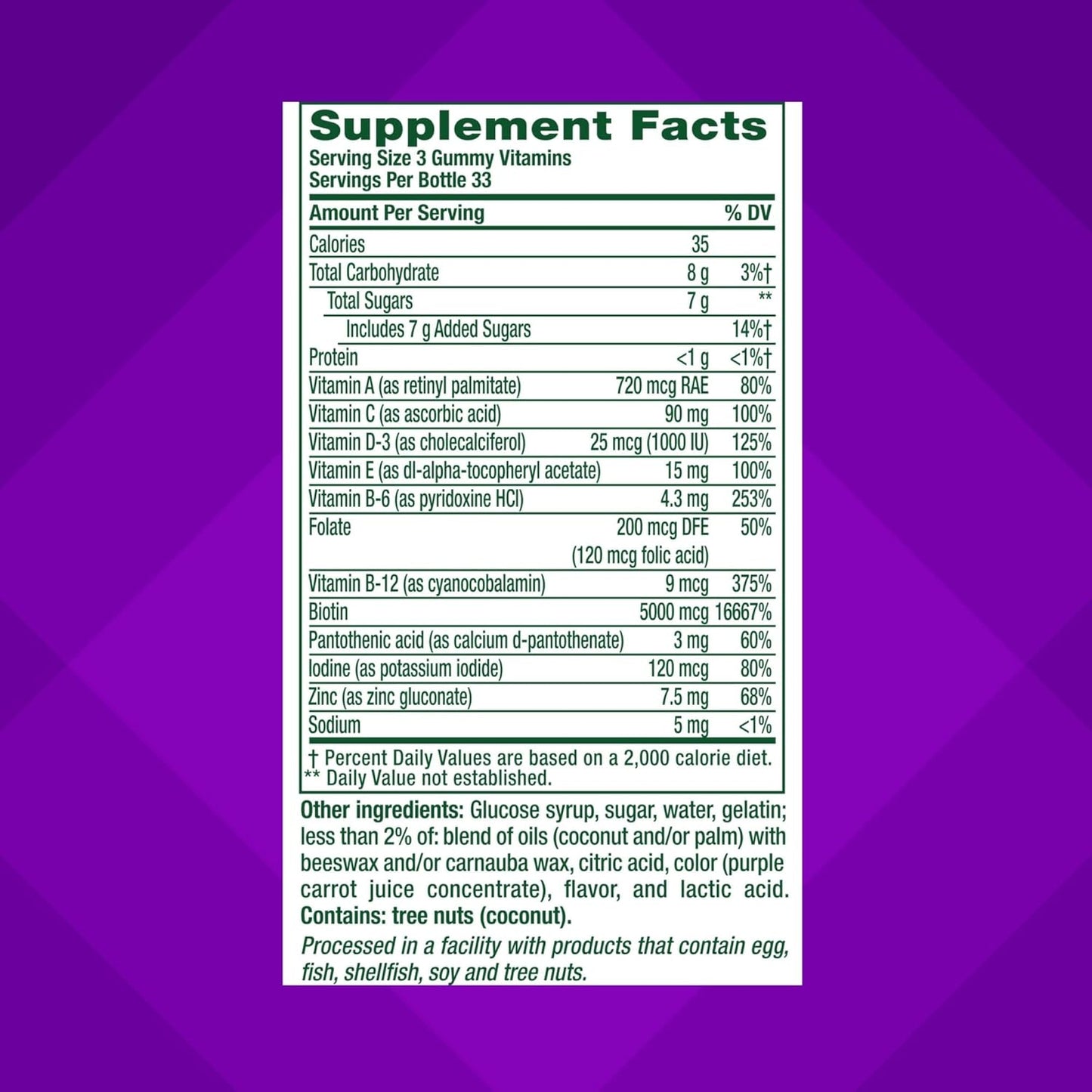 Vitafusion Gorgeous Hair, Skin Nails Multivitamin Gummy Vitamins with Biotin and Antioxidants - 100ct Raspberry Flavor - America’s Top Gummy Vitamin Brand