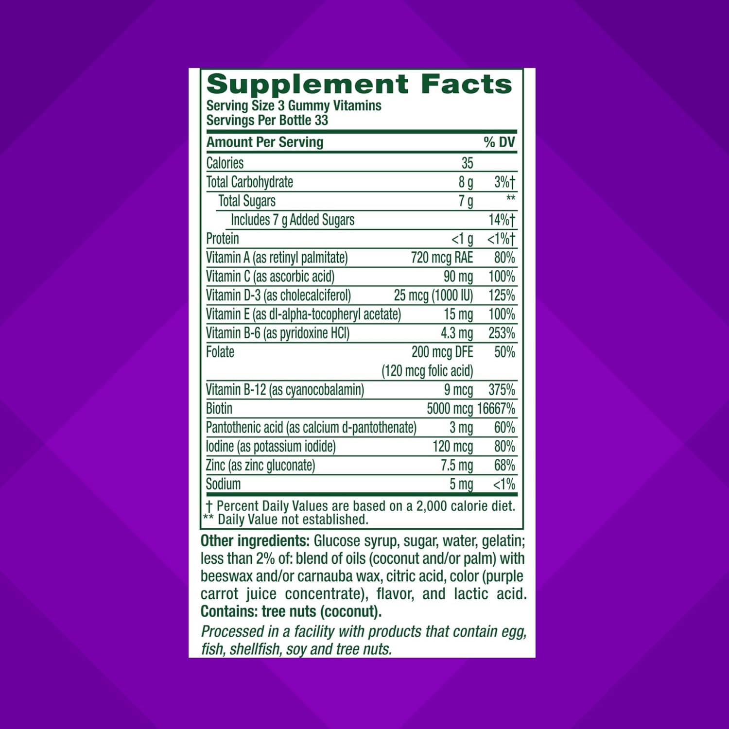 Vitafusion Gorgeous Hair, Skin Nails Multivitamin Gummy Vitamins with Biotin and Antioxidants - 100ct Raspberry Flavor - America’s Top Gummy Vitamin Brand