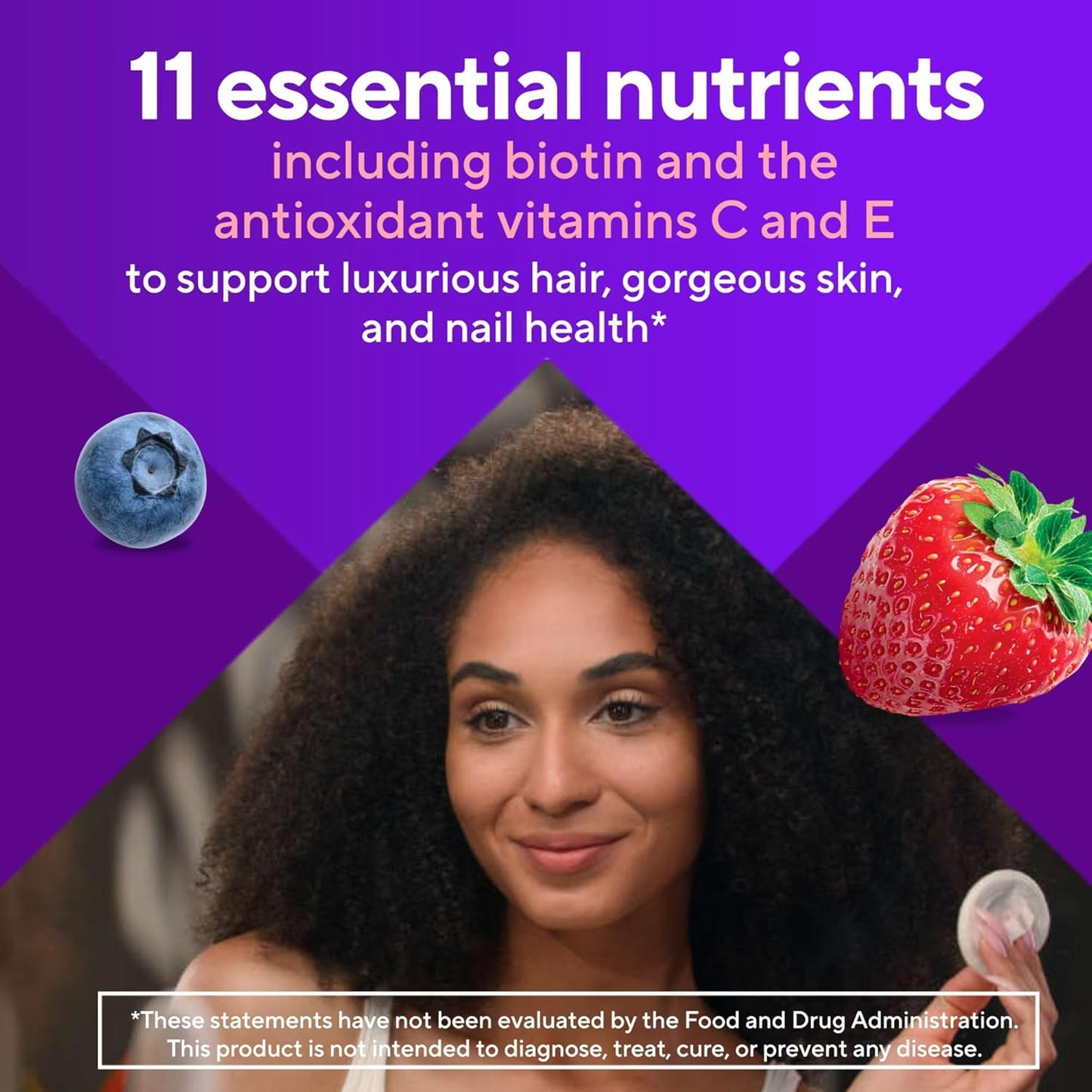 Vitafusion Gorgeous Hair, Skin Nails Multivitamin Gummy Vitamins with Biotin and Antioxidants - 100ct Raspberry Flavor - America’s Top Gummy Vitamin Brand