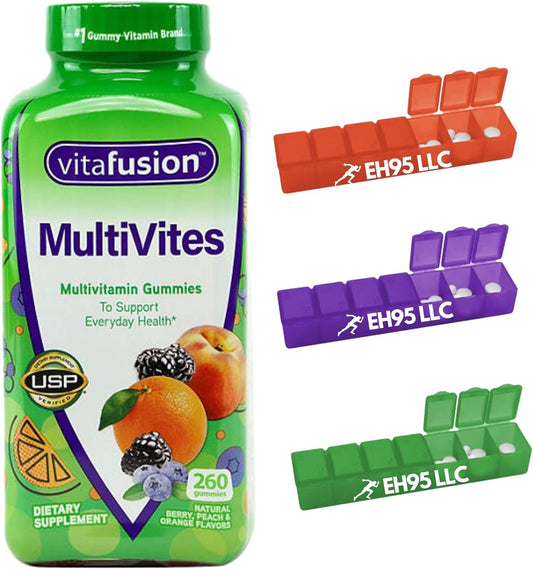 Vitafusions Multivites Gummies 260 ct - Support Daily Health - Pack of 1 - Includes Seven Days Pill Case