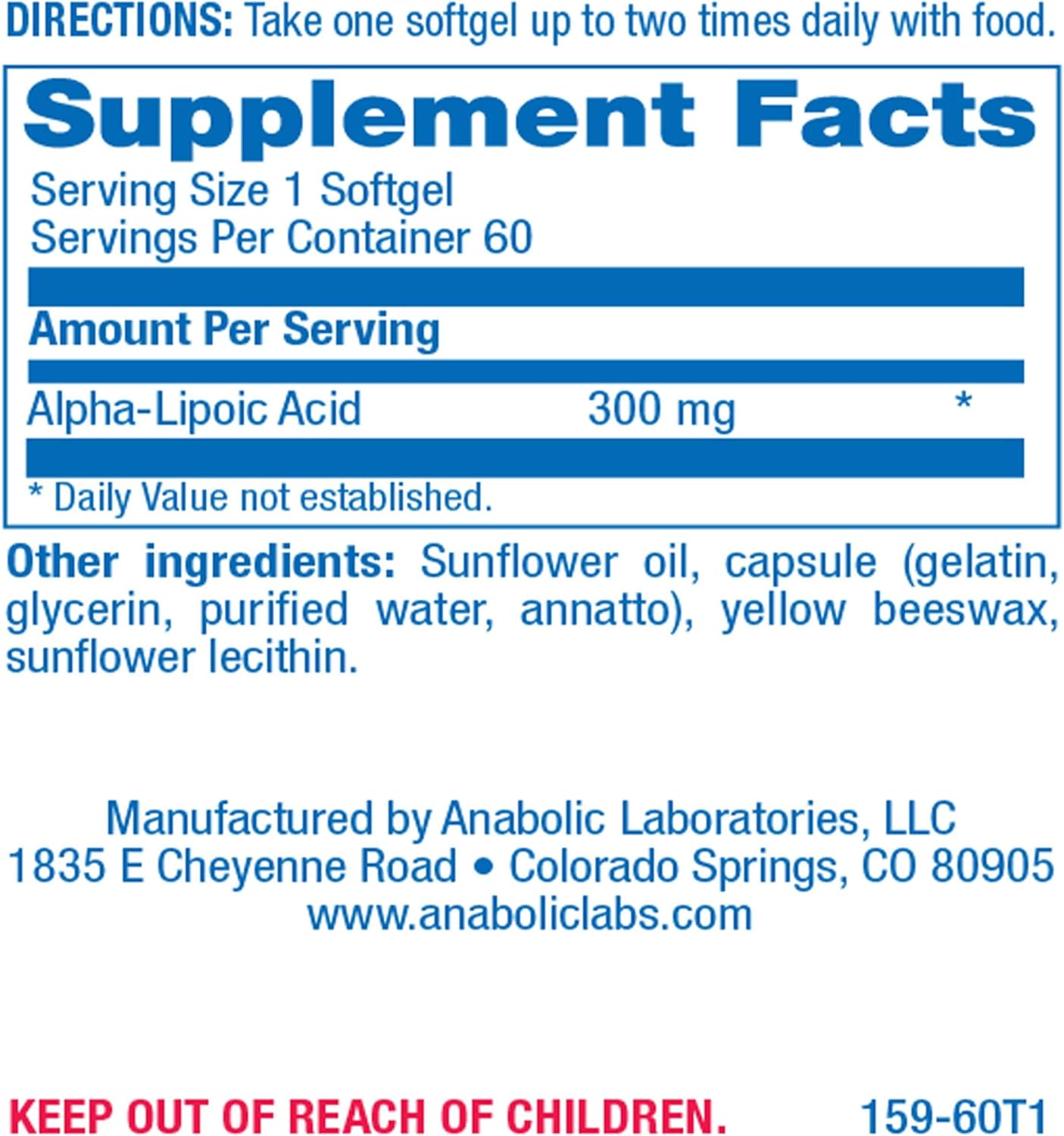 Vital ALA 300 Softgel Supplements for Energy, Bone, Eye, and Nerve Health - Alpha Lipoic Acid with Antioxidant Properties - 60 Count