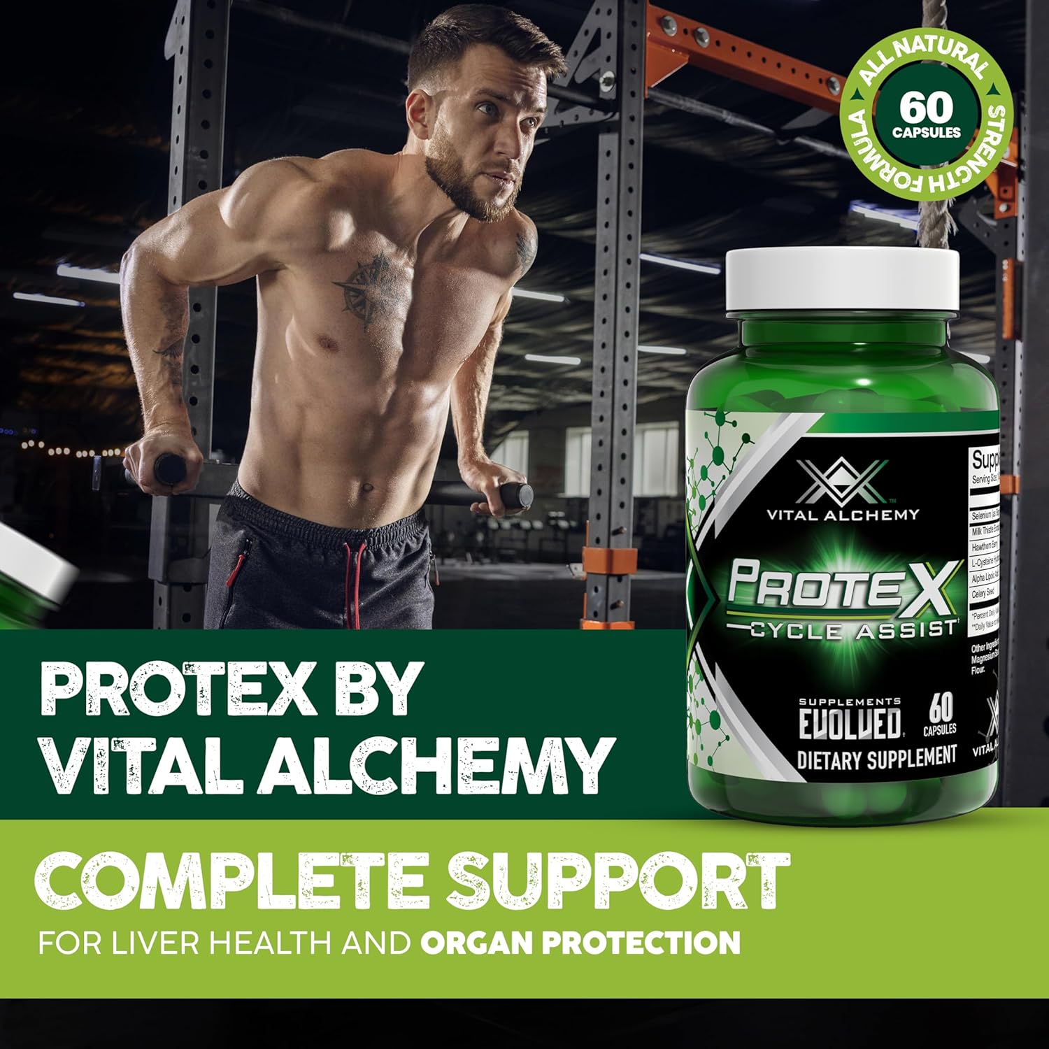 Vital Alchemy ProteX Liver Cleanse & Detox Supplement - On Cycle Assist for Men - 60 Servings - USA Made