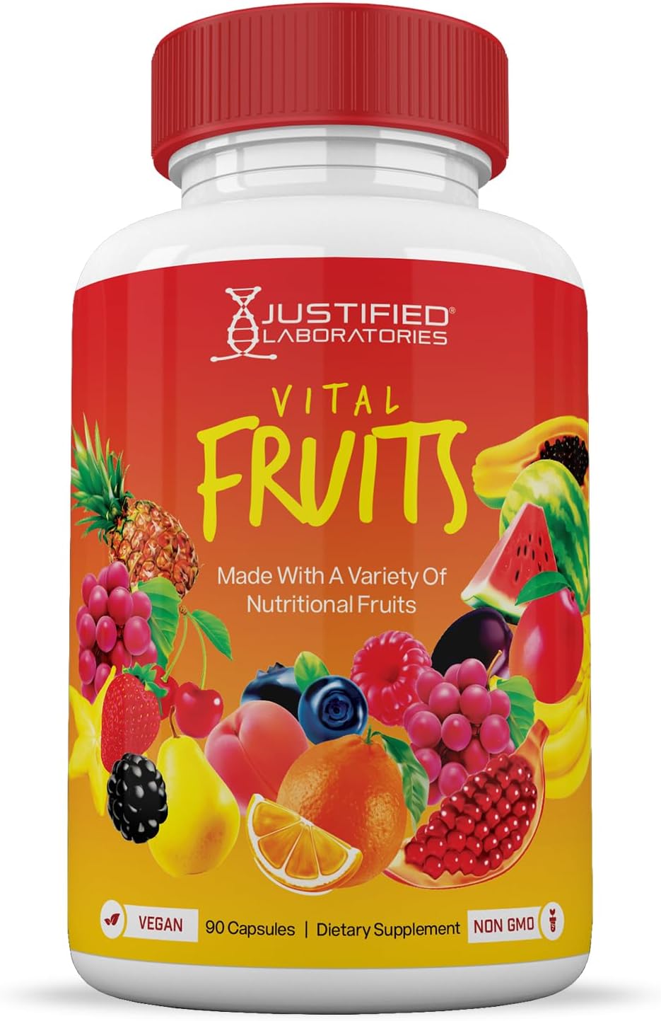 Vital Fruits & Veggies Supplement - Red & Green Superfoods - 2 Bottles of 180 Vegan Capsules - Non GMO