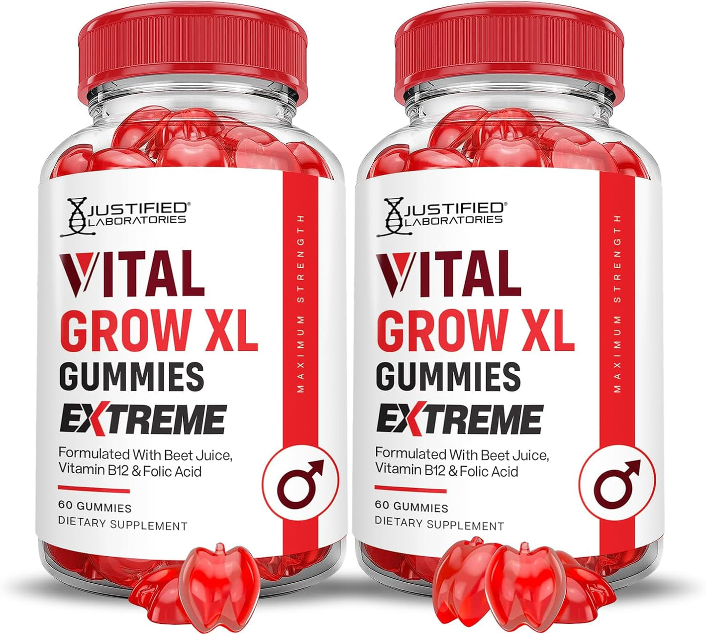 Vital Grow XL Extreme 2000MG Performance Gummies (2 Pack) with ACV, Pomegranate, Beet Juice Powder, B12 - Vegan & Non-GMO - 120 Gummys