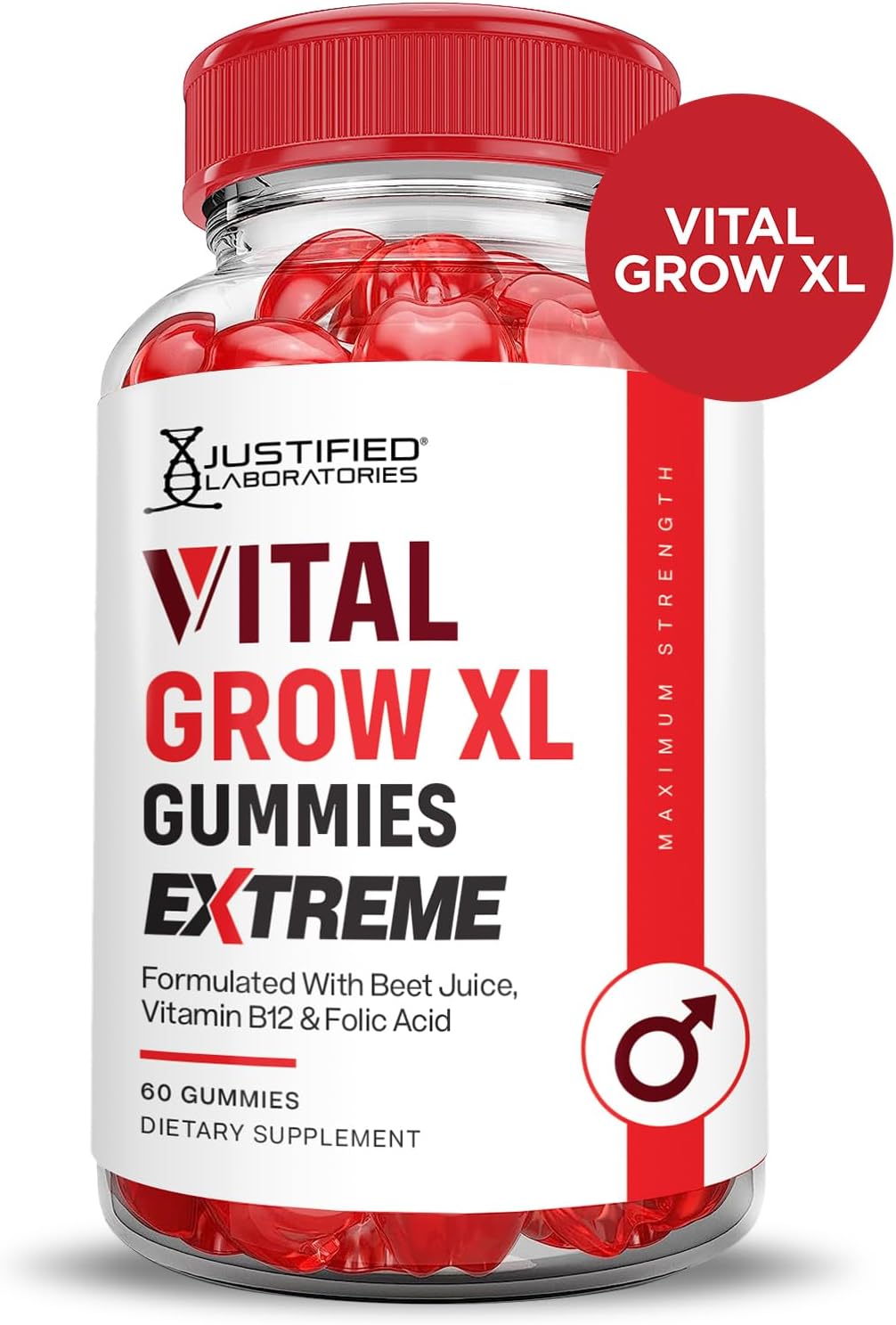 Vital Grow XL Extreme 2000MG Performance Gummies (2 Pack) with ACV, Pomegranate, Beet Juice Powder, B12 - Vegan & Non-GMO - 120 Gummys