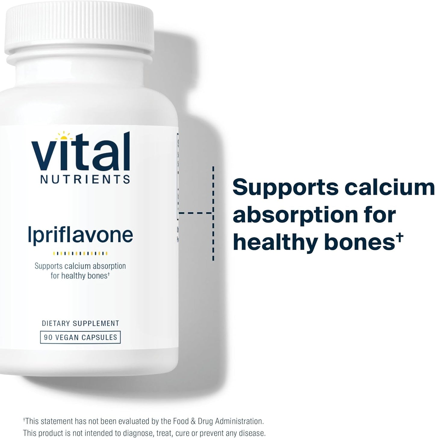 Vital Nutrients Ipriflavone 600mg Capsules - Bone Health & Calcium Absorption Support - Non-GMO, Gluten, Dairy, Soy Free - 90 Count