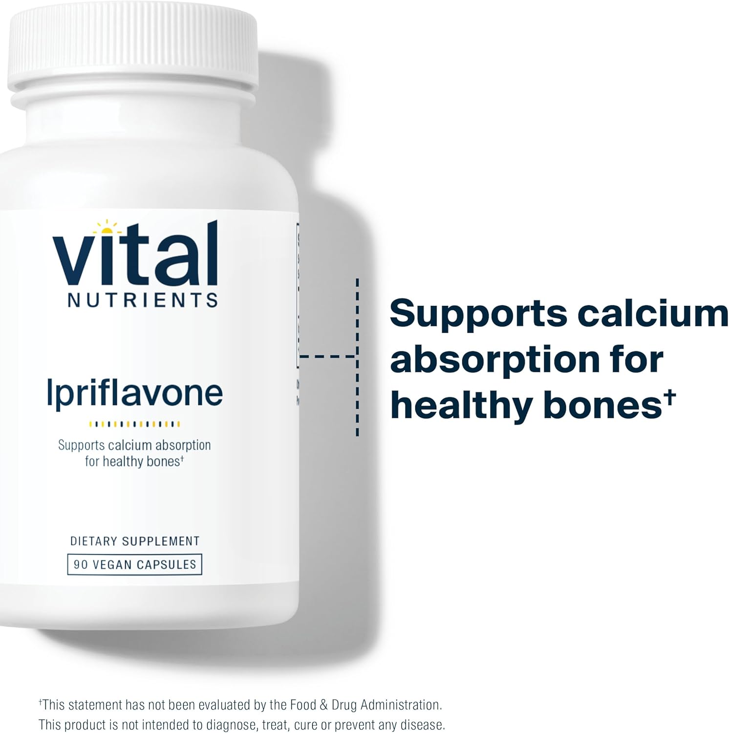 Vital Nutrients Ipriflavone 600mg Capsules - Bone Health & Calcium Absorption Support - Non-GMO, Gluten, Dairy, Soy Free - 90 Count