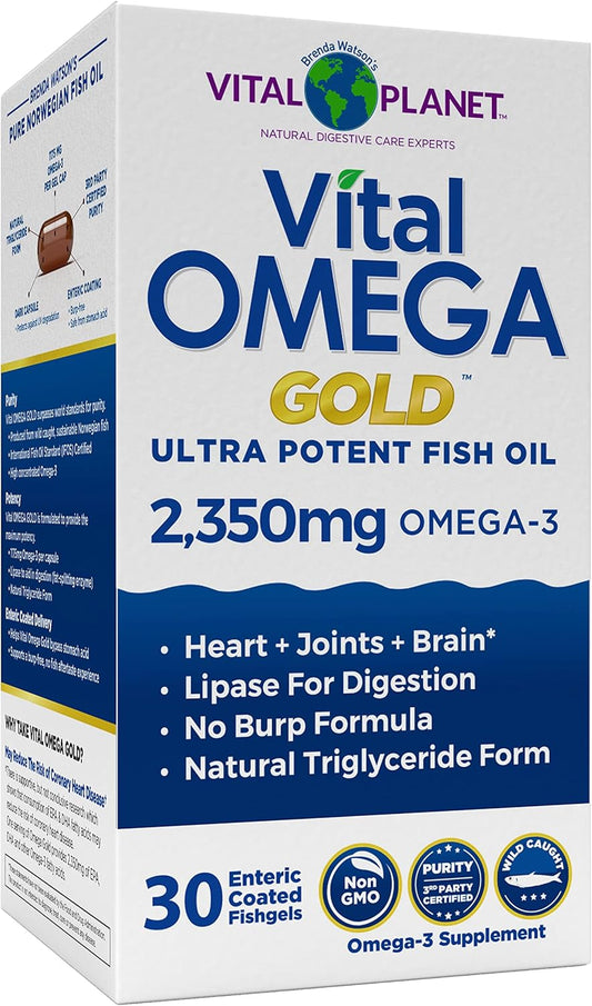 Vital Planet Vital Omega Ultra Potent Fish Oil Supplement 2350mg EPA DHA Brain Heart Health 30 Softgels