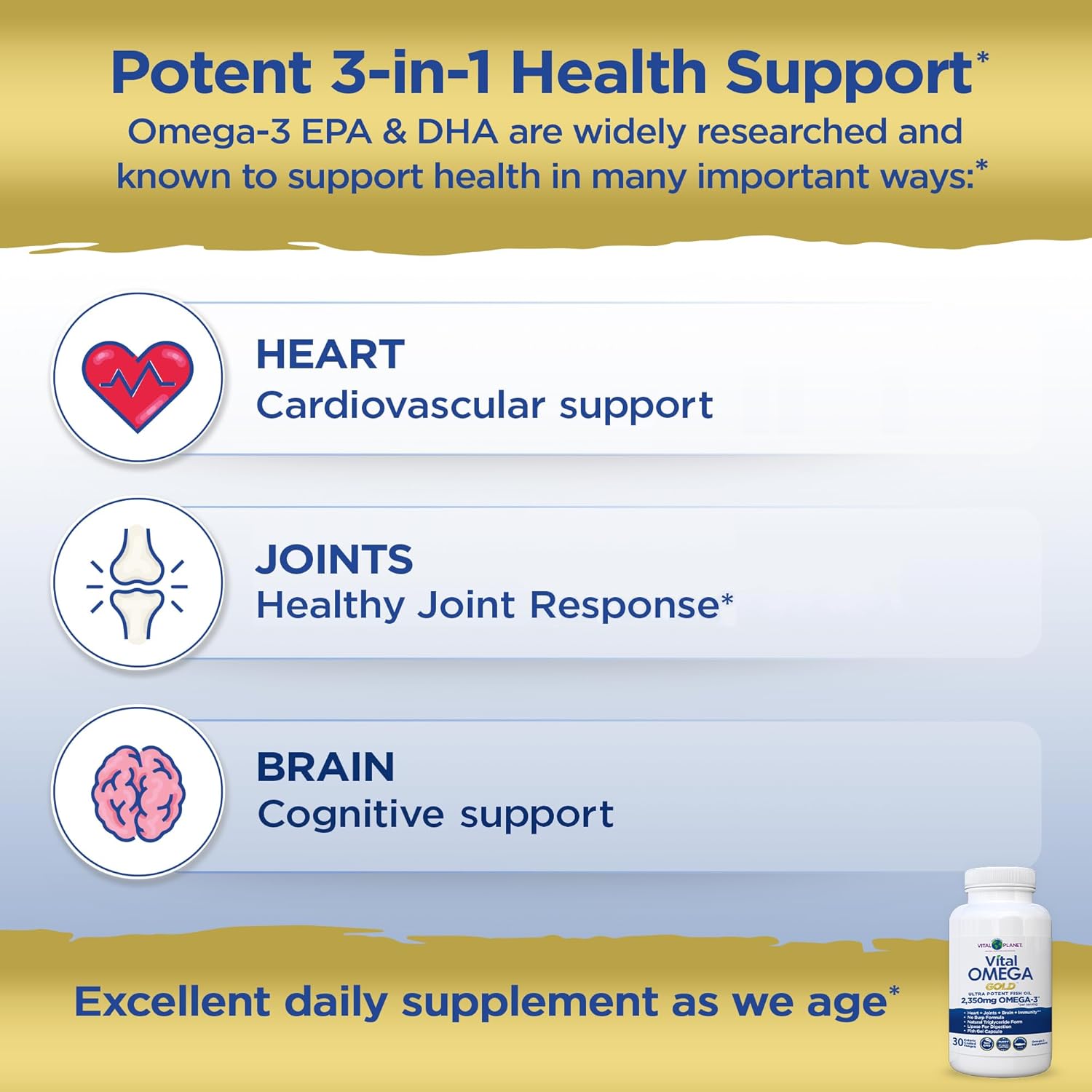 Vital Planet Vital Omega Ultra Potent Fish Oil Supplement 2350mg EPA DHA Brain Heart Health 30 Softgels