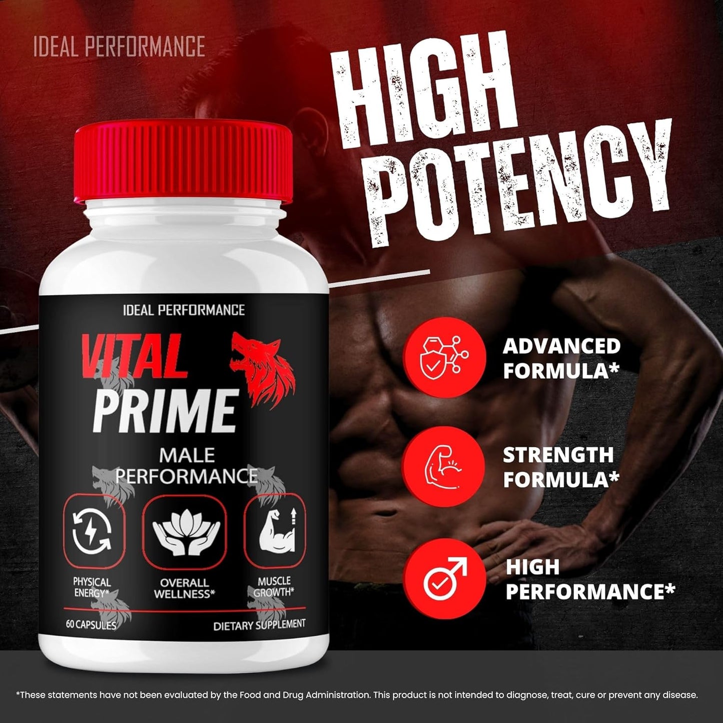 Vital Prime Maximum Strength Capsules - All Natural Formula (3 Pack)