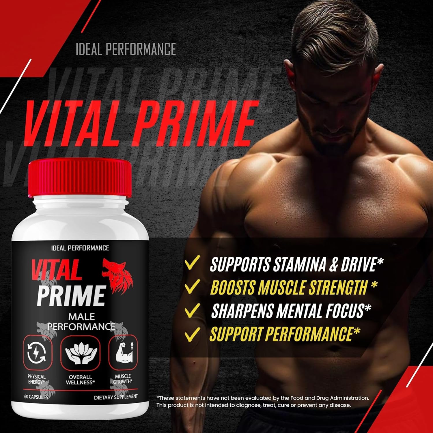 Vital Prime Maximum Strength Capsules - All Natural Formula (3 Pack)