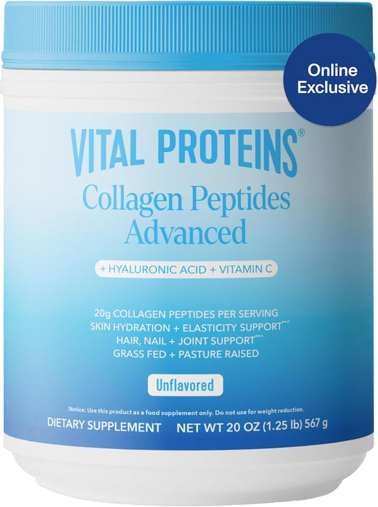Vital Proteins Collagen Peptides Powder with Hyaluronic Acid and Vitamin C - 20 oz, Unflavored