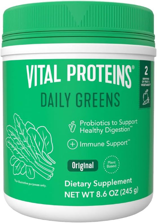 Vital Proteins Daily Greens Supplement, Unflavored, 8.6 OZ Bottle