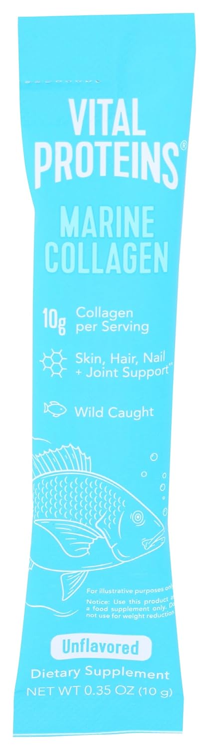 VITAL PROTEINS Marine Collagen Powder, Unflavored, Single Serving Packet, 0.35 OZ