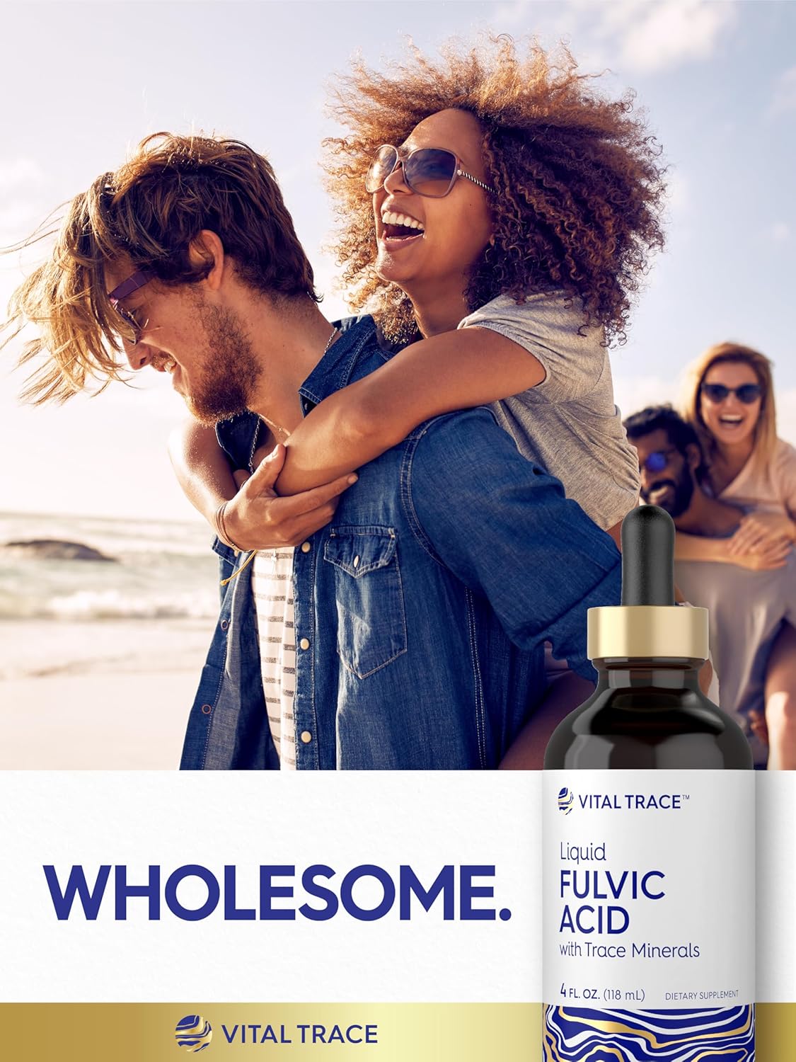 Vital Trace Liquid Fulvic Acid Drops 4 fl oz - Ionic Supplement with Trace Minerals for Vegetarians, Non-GMO & Gluten-Free