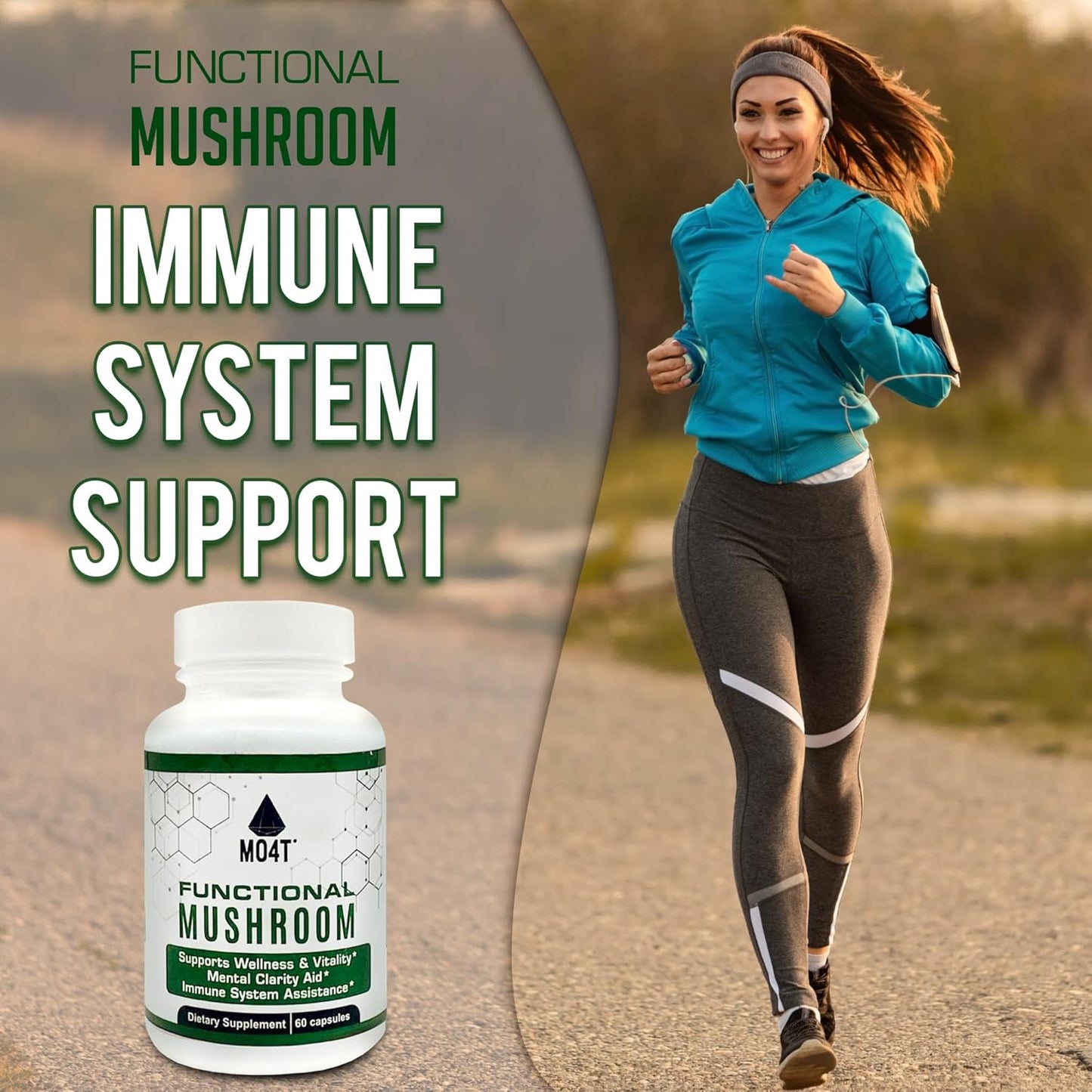 Vitality and Immune Support with MO4T Functional Mushroom Blend - 60 Capsules