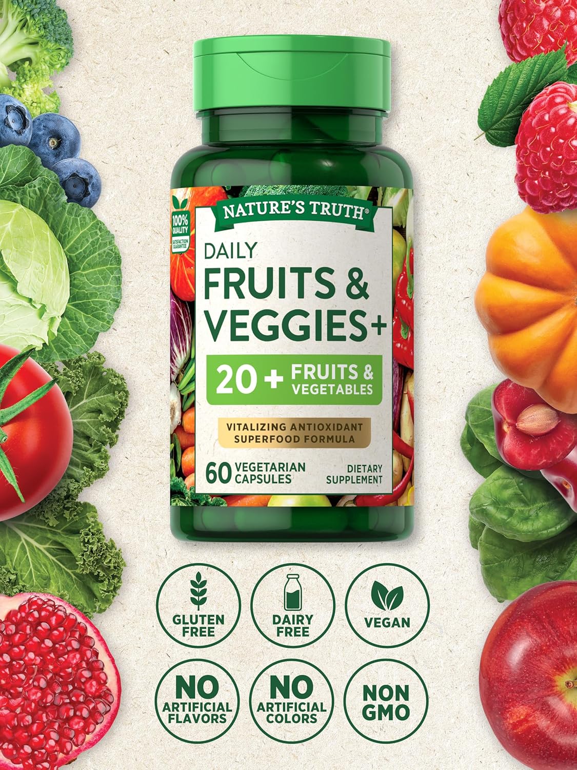 Vitalizing Antioxidant Superfood Formula | 60 Vegetarian Capsules | Non-GMO & Gluten Free