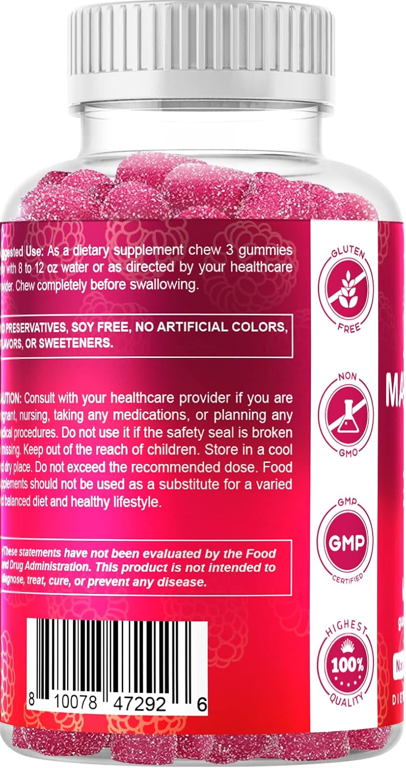 Vitamatic Extra Strength Magnesium Gummies - 255mg per Serving - Vegan & Promotes Relaxation, Muscle, Bone, Energy Support