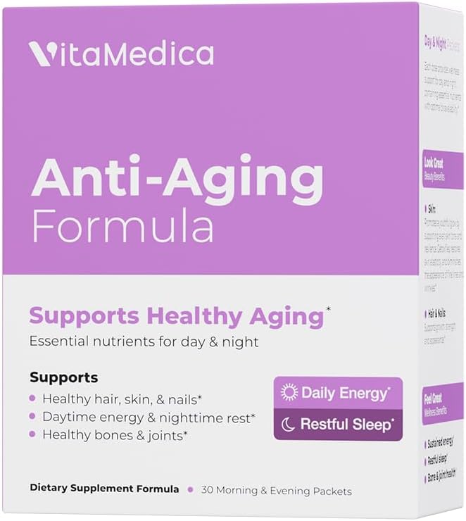 VitaMedica 4-in-1 Anti-Aging Health Supplement for Men and Women - Promotes Healthy Hair, Skin, Nails, Energy, and Sleep - 30 Day Supply