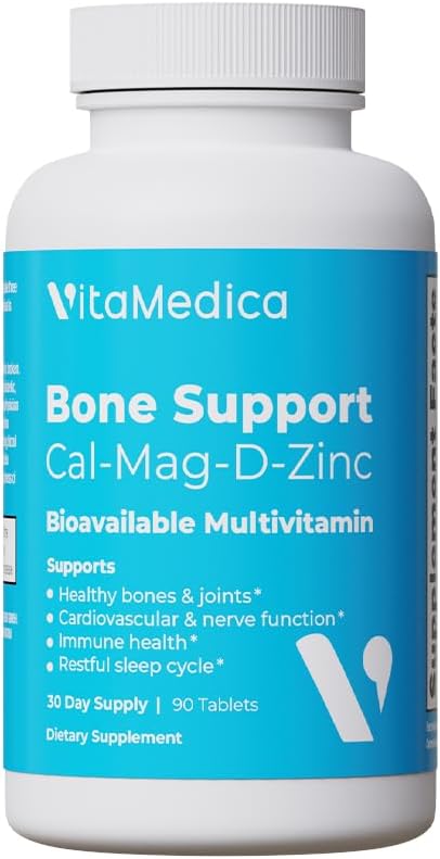 VitaMedica Bone Support Supplement with Calcium, Magnesium, Vitamin D, Vitamin K, Boron - Chelated Minerals for Bones & Joints - Natural Sleep Aid - Made in USA - 90 Ct - 30 Servings