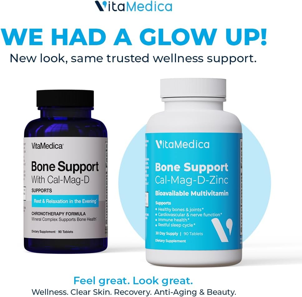 VitaMedica Bone Support Supplement with Calcium, Magnesium, Vitamin D, Vitamin K, Boron - Chelated Minerals for Bones & Joints - Natural Sleep Aid - Made in USA - 90 Ct - 30 Servings